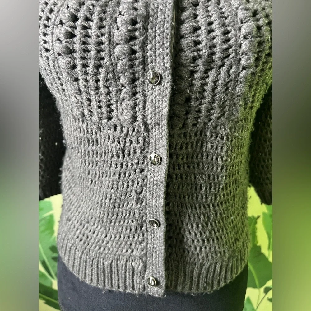 Ann‎ Taylor Womens charcoal gray Merino wool blend cardigan sweater XS